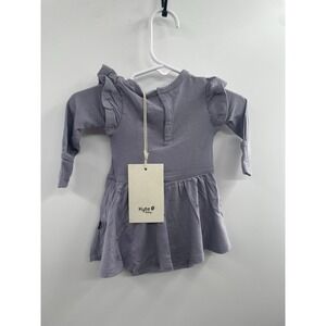 NWT Kyte Long Sleeve Twirl Bodysuit Dress Baby 0-3 Months Currant Purple Ruffle